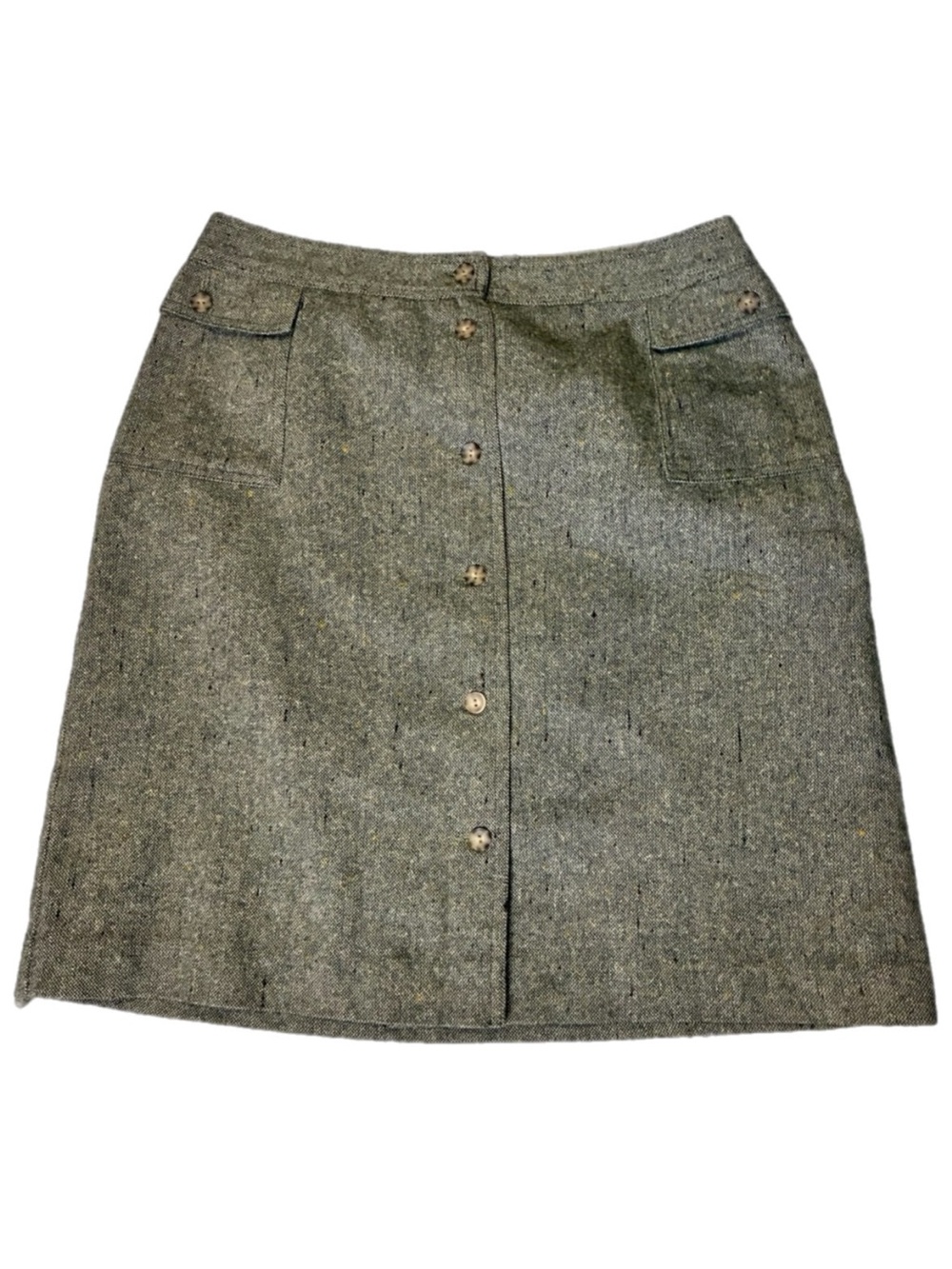 Crossing Pointe Wool Tweed Pencil Skirt Preppy Button Down Pockets Office Sz 14
